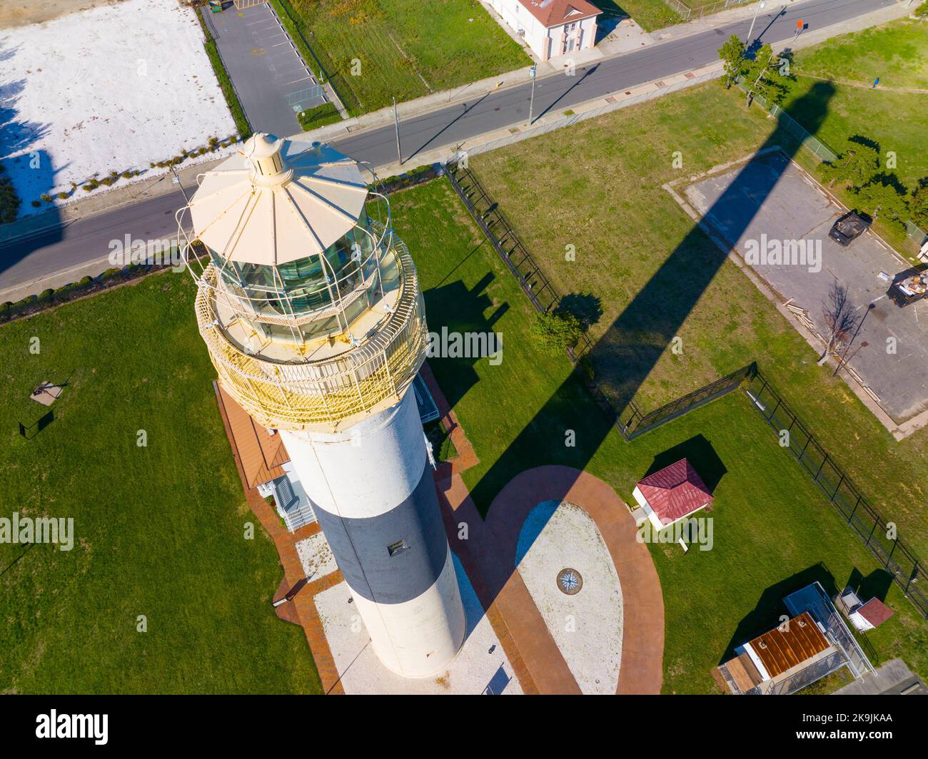 Absecon Lighthouse aerial view at the mouth of Absecon Inlet in the