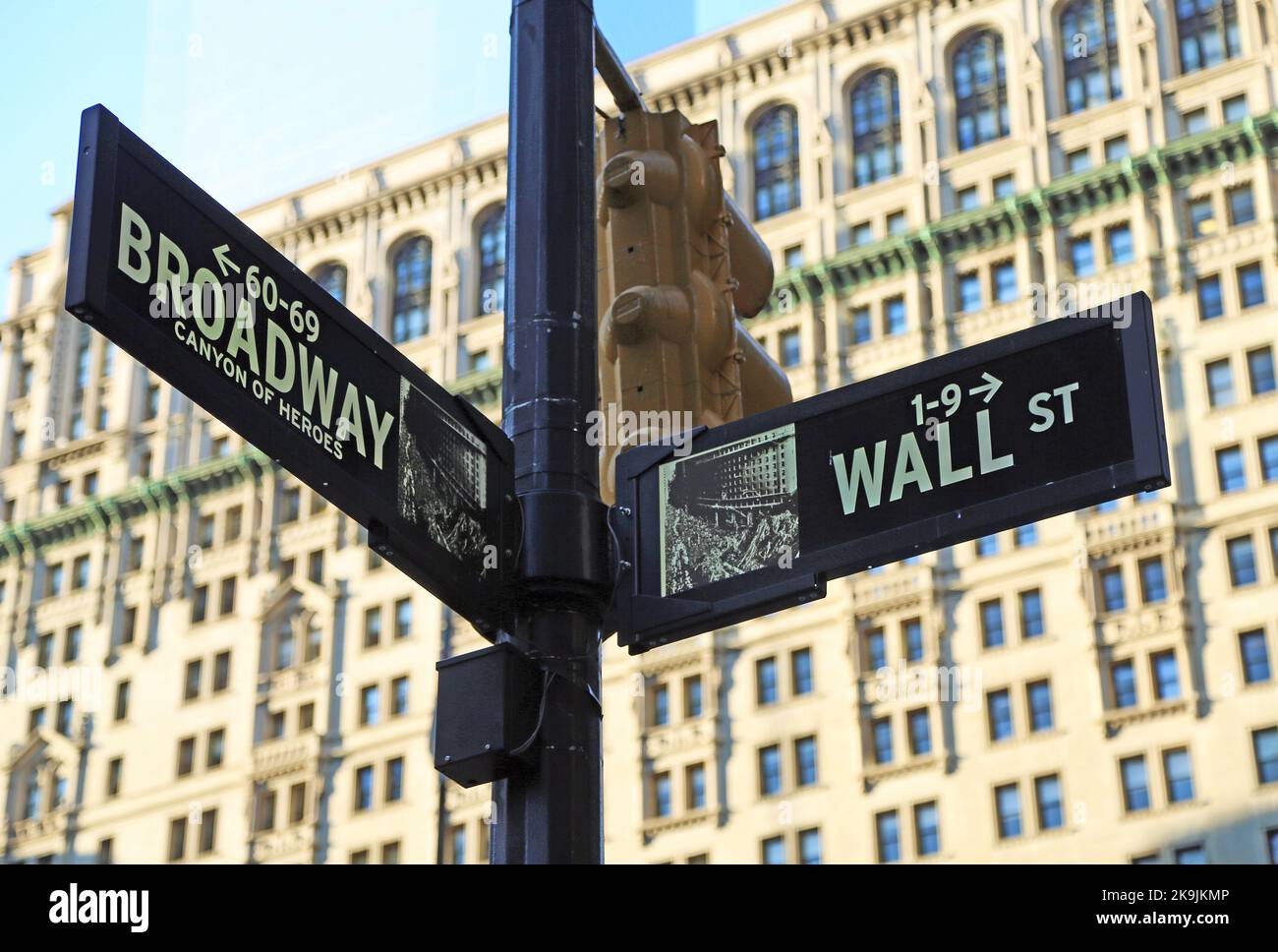 Corner of Broadway and Wall St - New York Stock Photo
