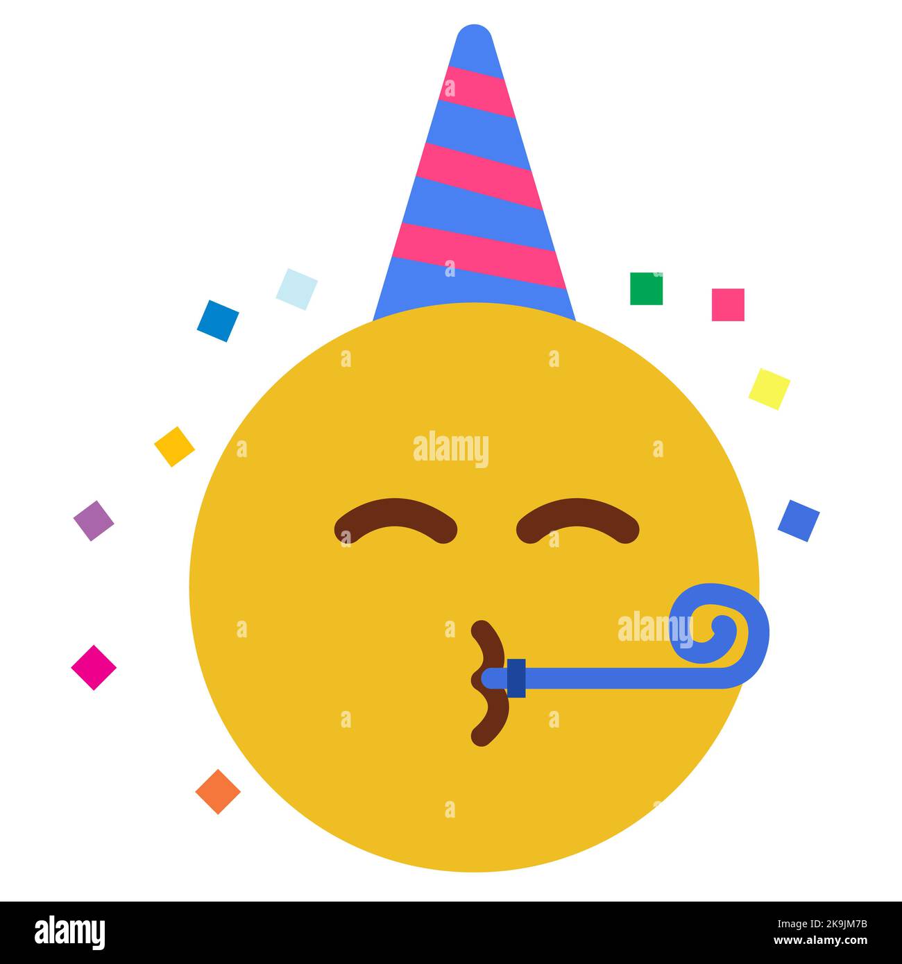 Birthday party emoji celebrate emoticon icon. Happy birthday face hat