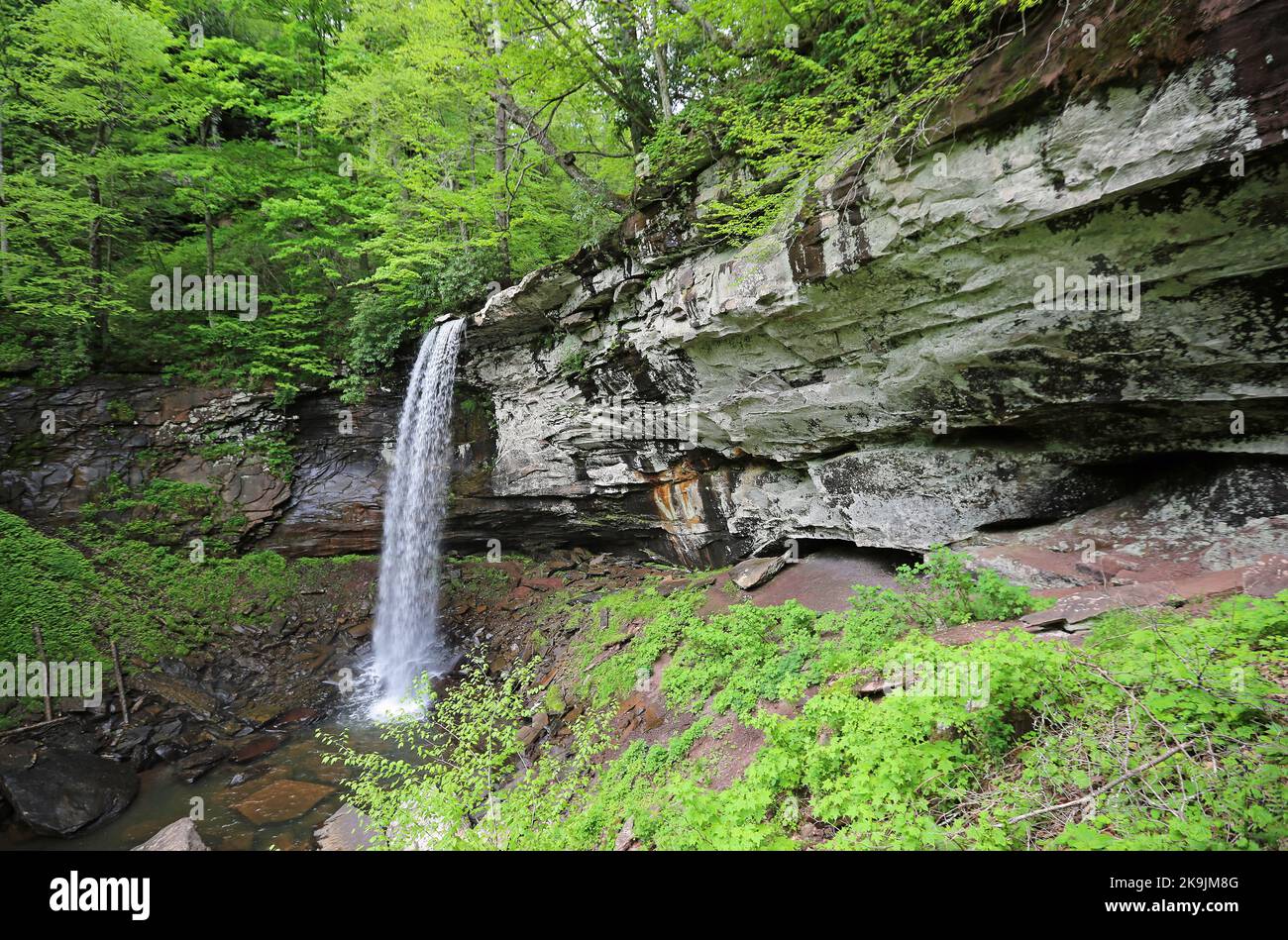 Lower Falls and limestone cliff West Virginia Stock Photo Alamy