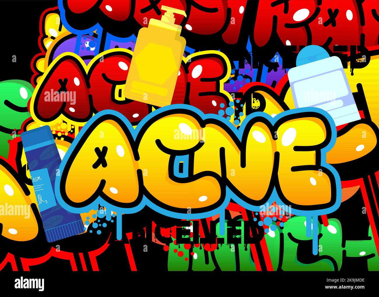 Acne Graffiti tag. Abstract modern street art decoration performed in