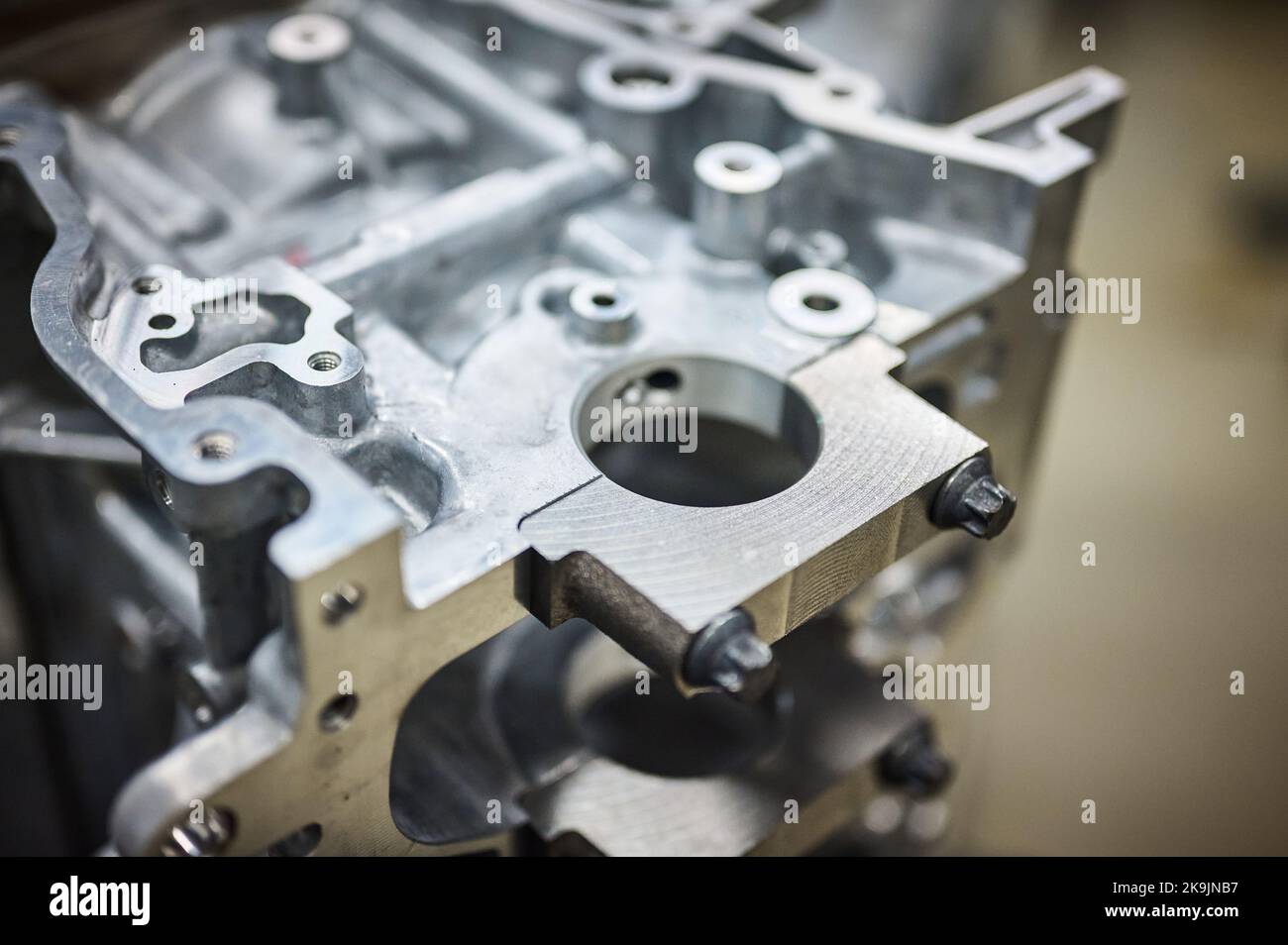 Automobile cylinder blocks cases ready for engine assembly Stock Photo