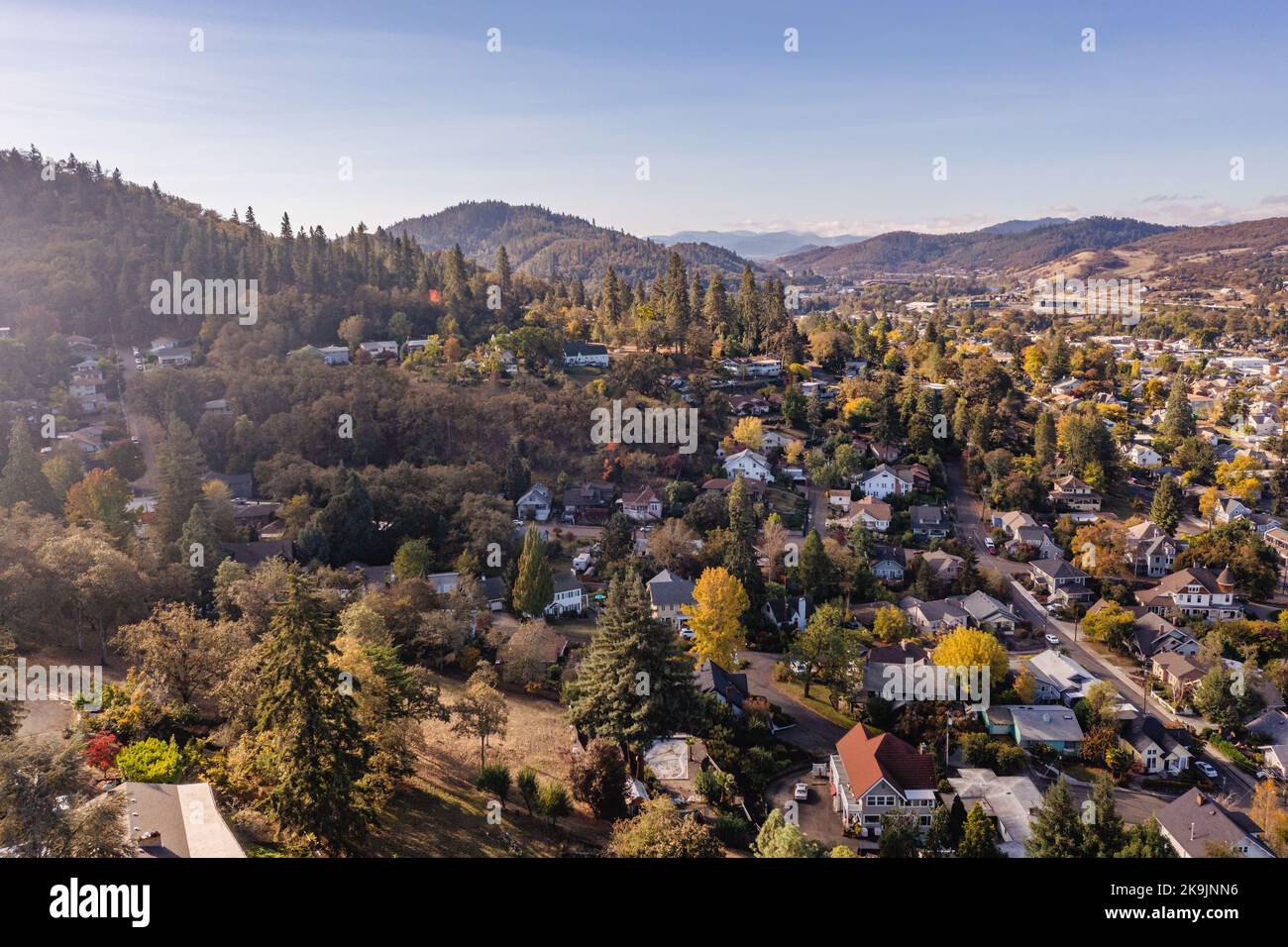 Charming neighborhood street fall hires stock photography and images