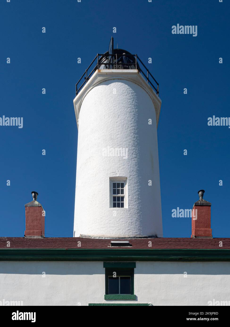 WA22636-00...WASHINGTON - Tower on the New Dungeness Lighthouse on the Strait of Juan de Fuca in the Dungeness National Wildlife Refuge. Stock Photo