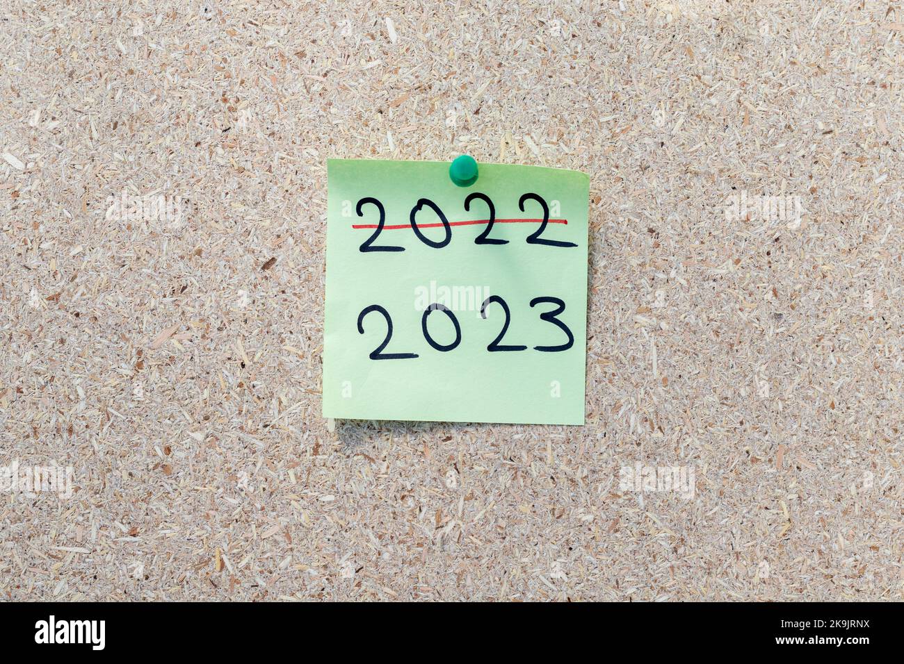 New year 2023 starts and 2022 ended Stock Photo