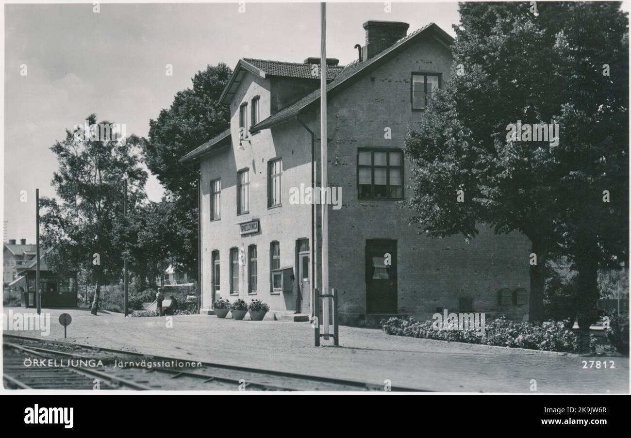 Örkelljunga station. Skåne-Målands Railway, SSJ. Opened in 1894. Turned to the State Railways, SJ 1940. Personal traffic closed down in 1968. Stock Photo