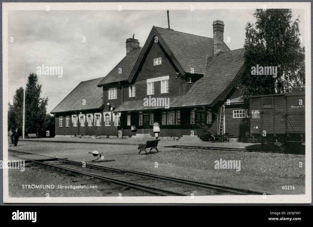 Strömsund Railway Station with (SJ) State Railway's freight wagon SJ GS ...