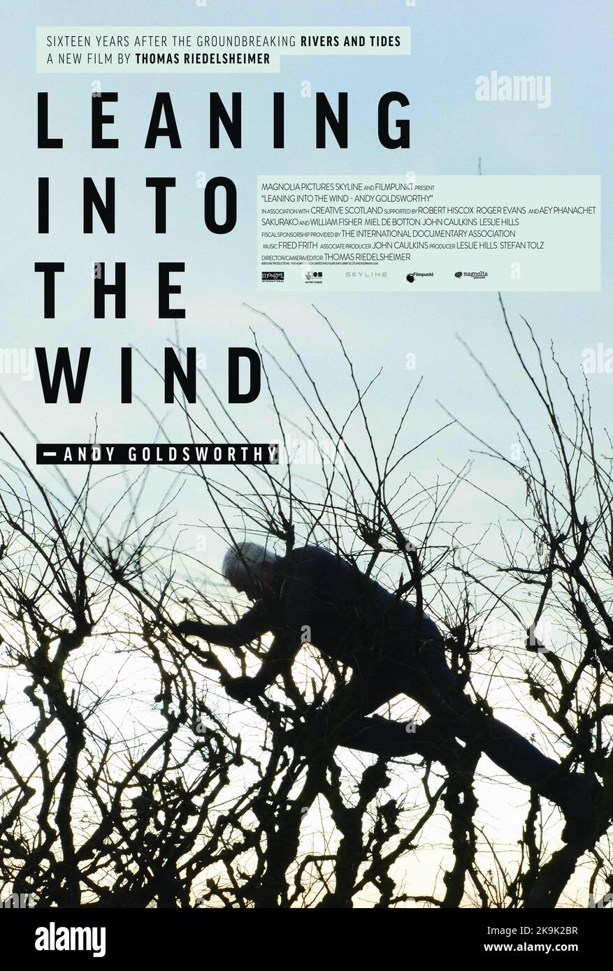RELEASE DATE: June 2017. TITLE: Leaning Into the Wind Andy Goldsworthy. STUDIO: Magnolia Pictures. DIRECTOR: Thomas Riedelsheimer. PLOT: Leaning into the Wind follows artist Andy Goldsworthy on his exploration of the world and himself through ephemeral and permanent workings on the landscape, cities and with his own body. STARRING: Andy Goldsworthy, Holly Goldsworthy. (Credit Image: © Magnolia Pictures/Entertainment Pictures) Stock Photo