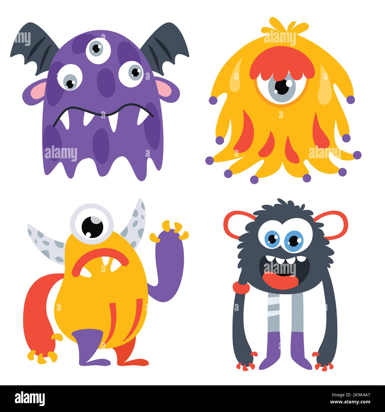 Set Of Funny Cartoon Monsters Stock Vector Image And Art Alamy