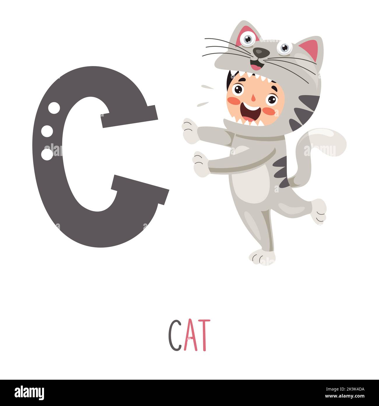 Character In Animal Costume Showing Alphabet Letter Stock Vector