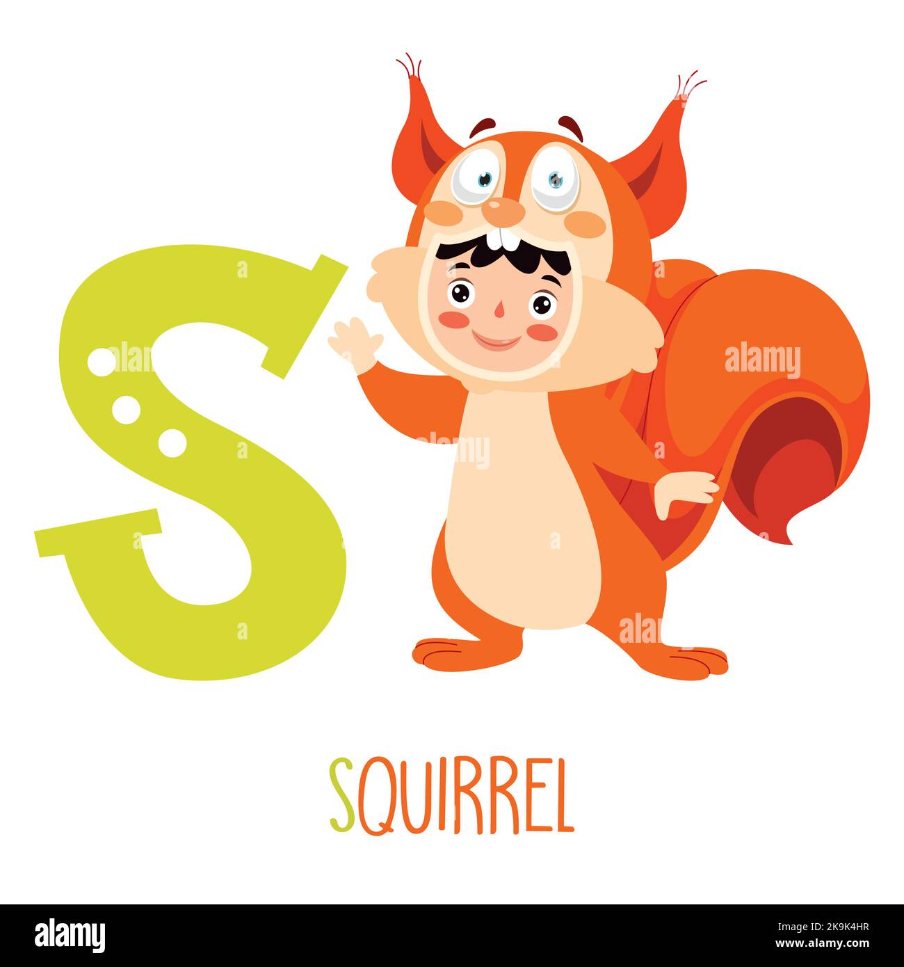 Character In Animal Costume Showing Alphabet Letter Stock Vector