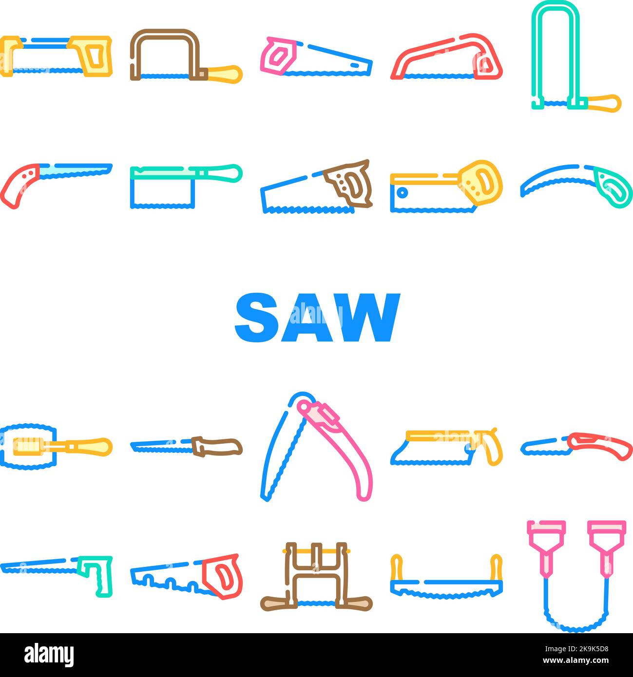 hand saw construction icons set vector Stock Vector Image & Art - Alamy