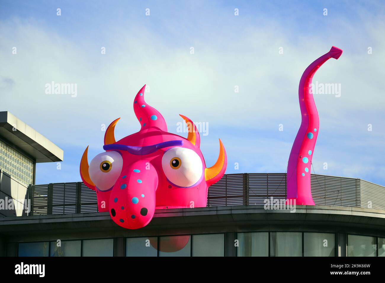 Manchester, UK. 29th October, 2022. Giant inflatable Halloween monster