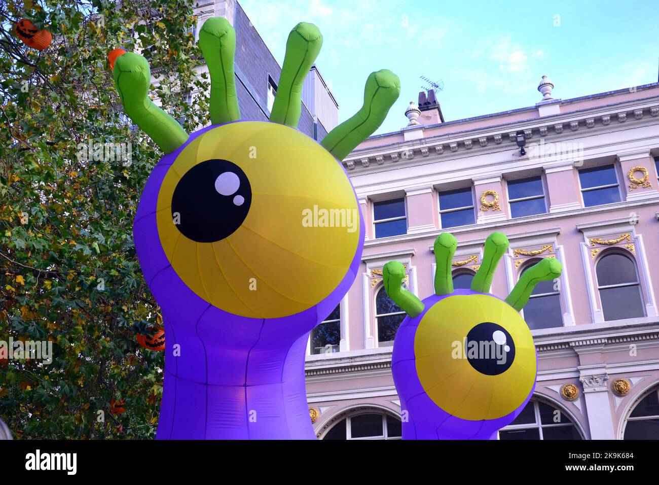 Manchester, UK. 29th October, 2022. Giant inflatable Halloween monster