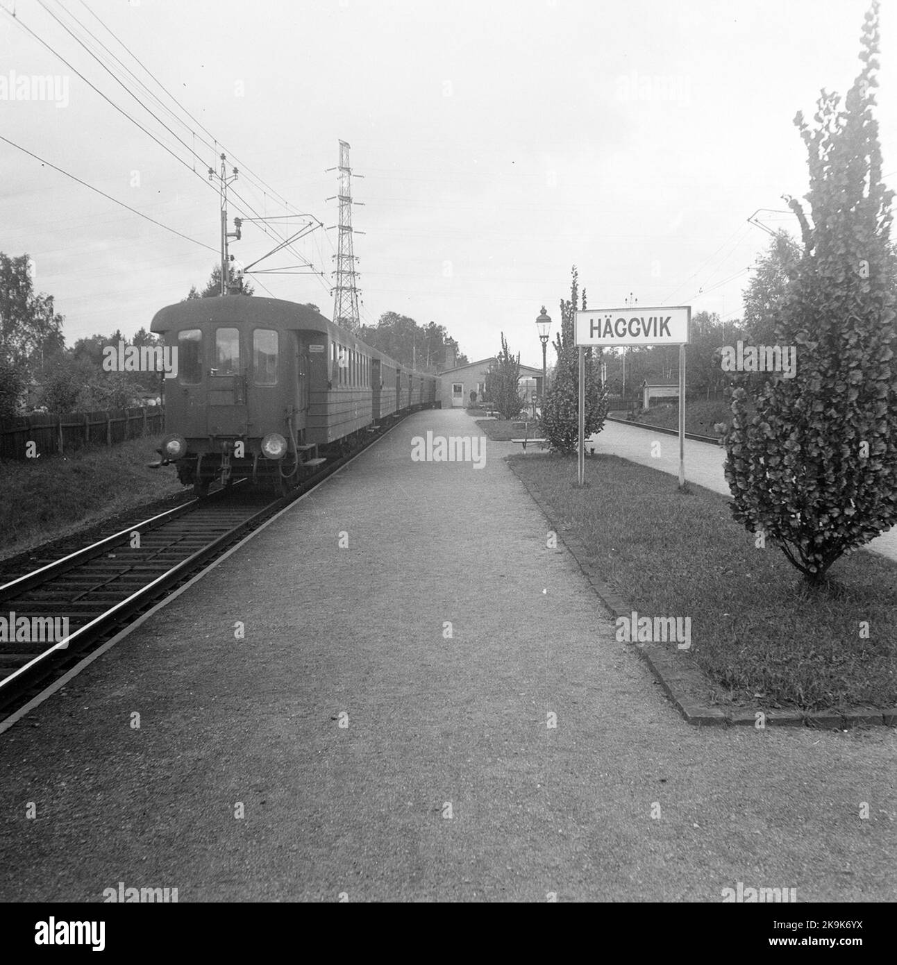 Electricity train at Häggvik station Stock Photo Alamy