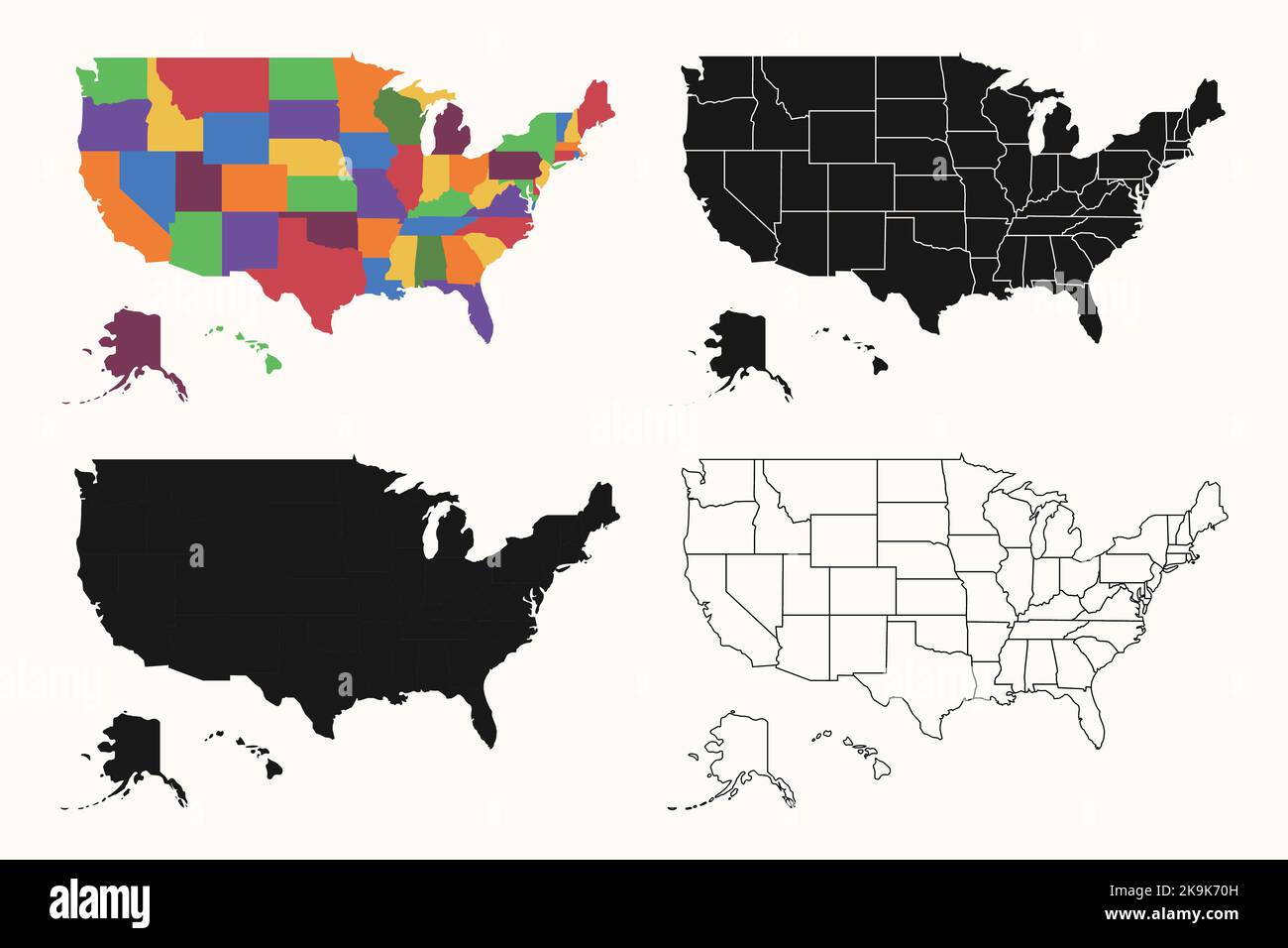 USA map with federal states United - Usa Map With Federal States United States Different Map Design Isolated Vector Illustration 2K9K70H 