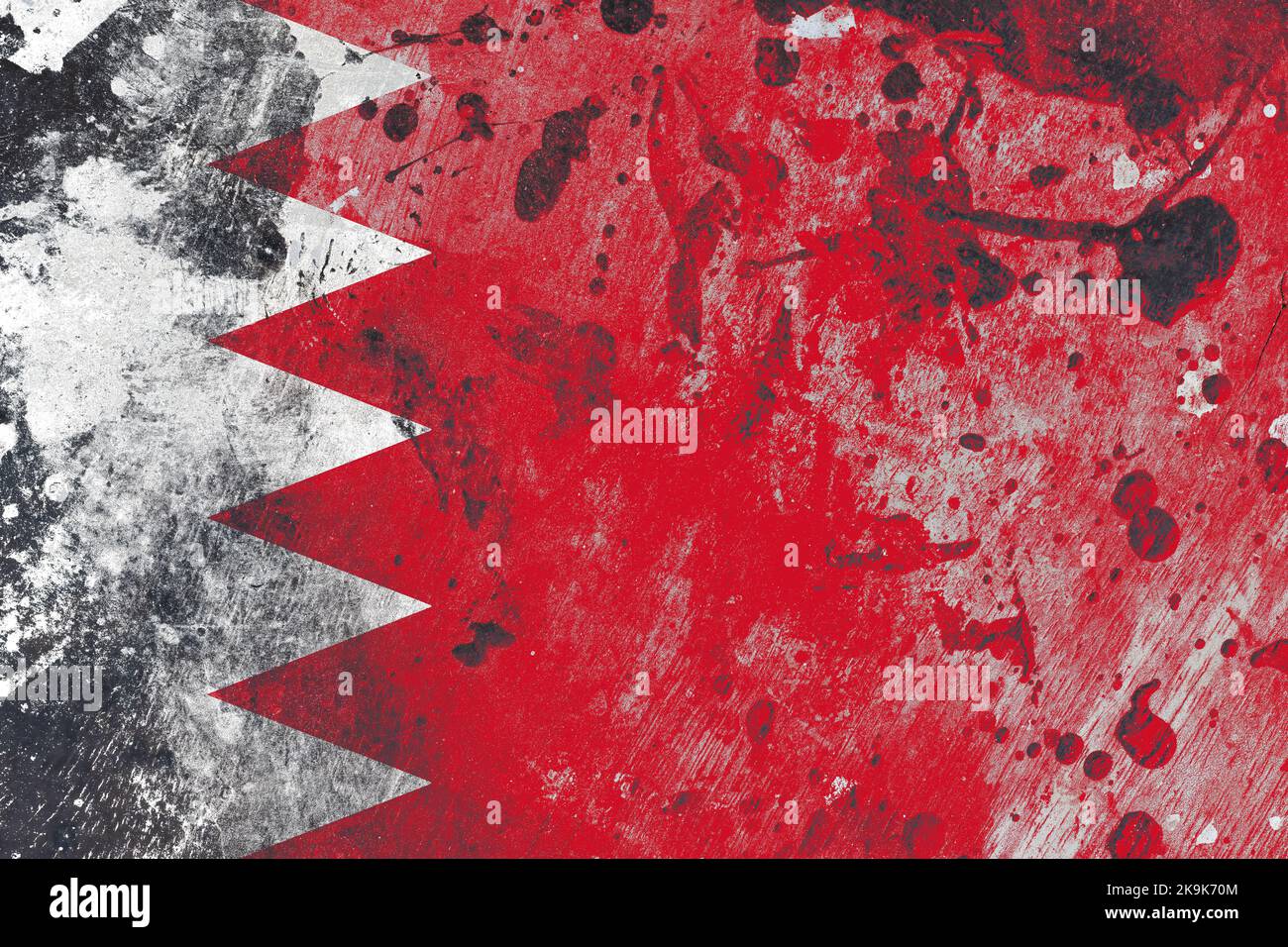 Bahrain flag on scratched old grunge texture background Stock Photo