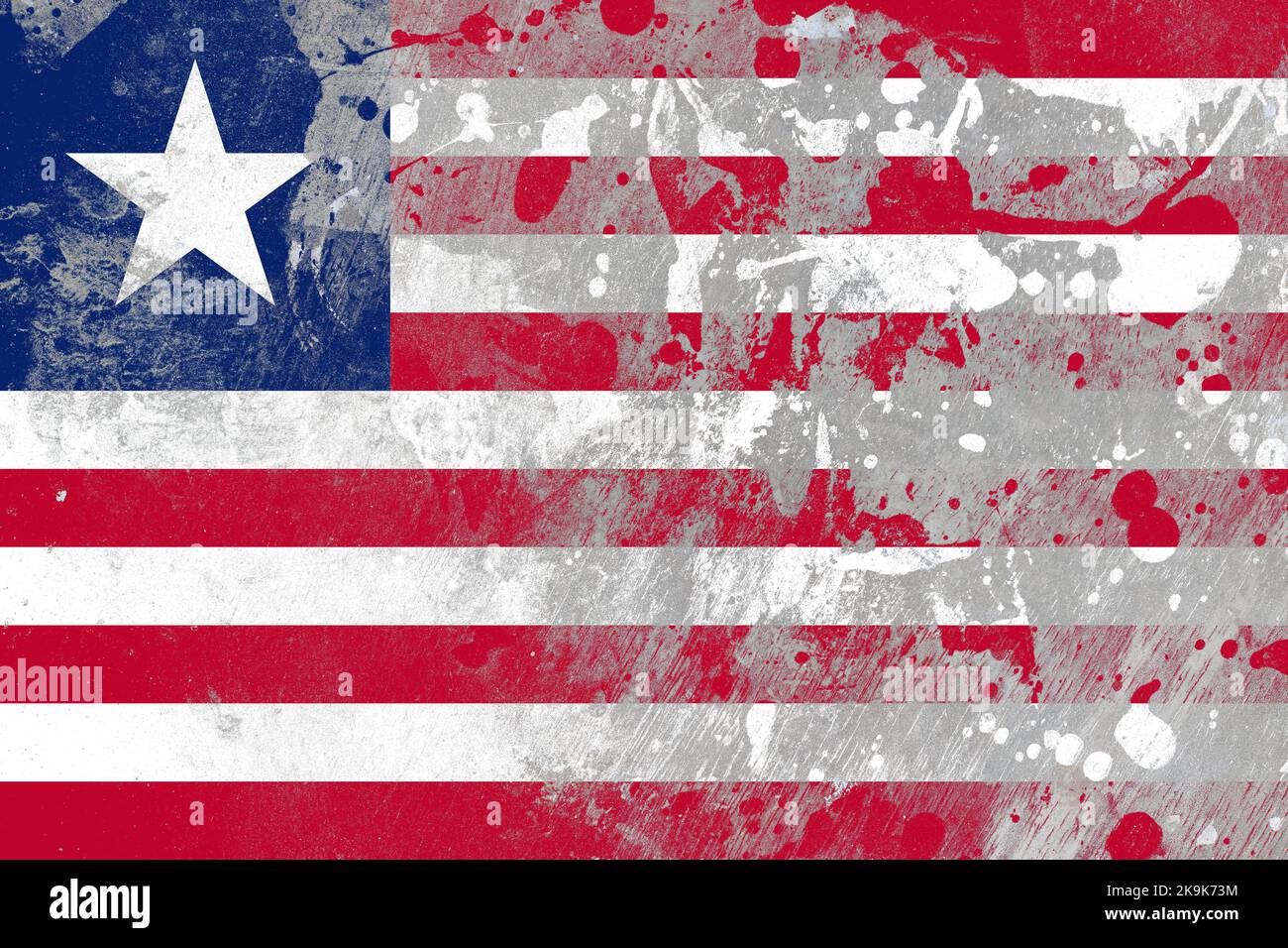 Liberia flag on scratched old grunge texture background Stock Photo - Alamy