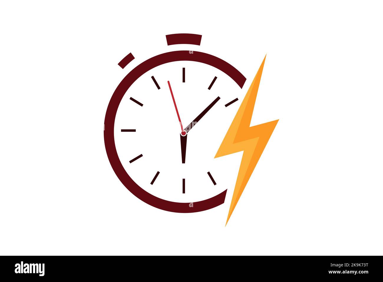 Flash time icon. Flash energy electric. thunder and clock. Isolated vector illustration Stock