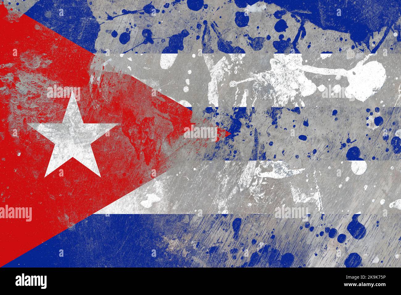 Cuba flag on scratched old grunge texture background Stock Photo - Alamy