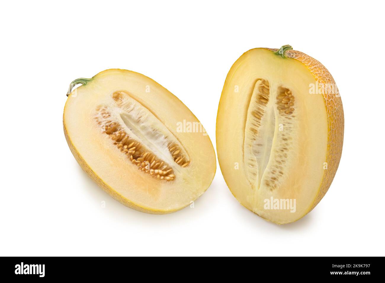 Slice Cantaloupe melon. Isolared food design. Stock Photo
