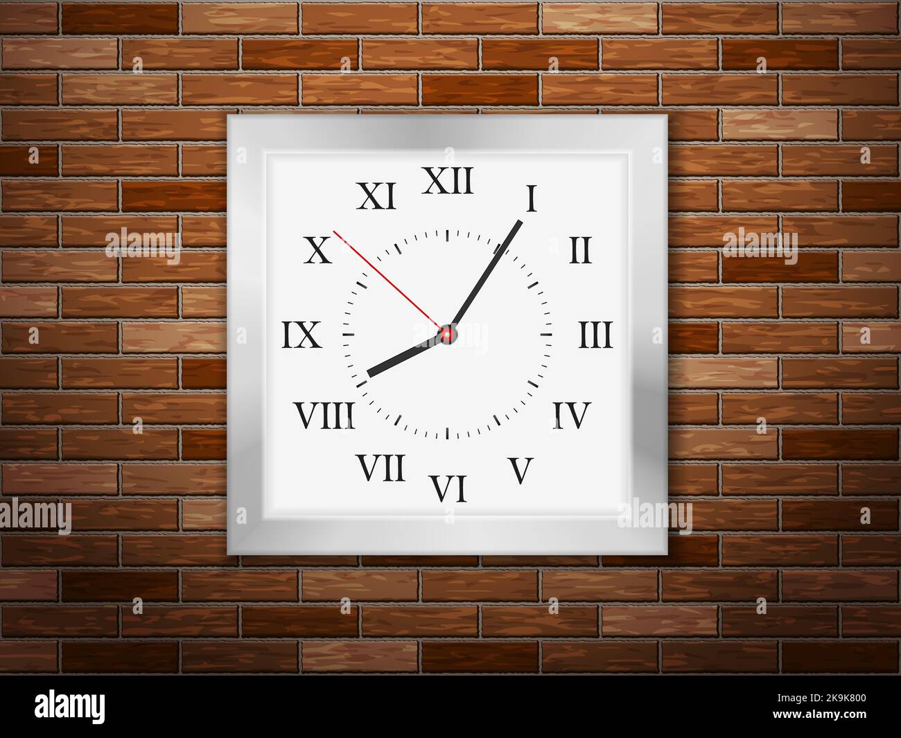 Clock on brick wall background. Vector illustration Stock Photo Alamy