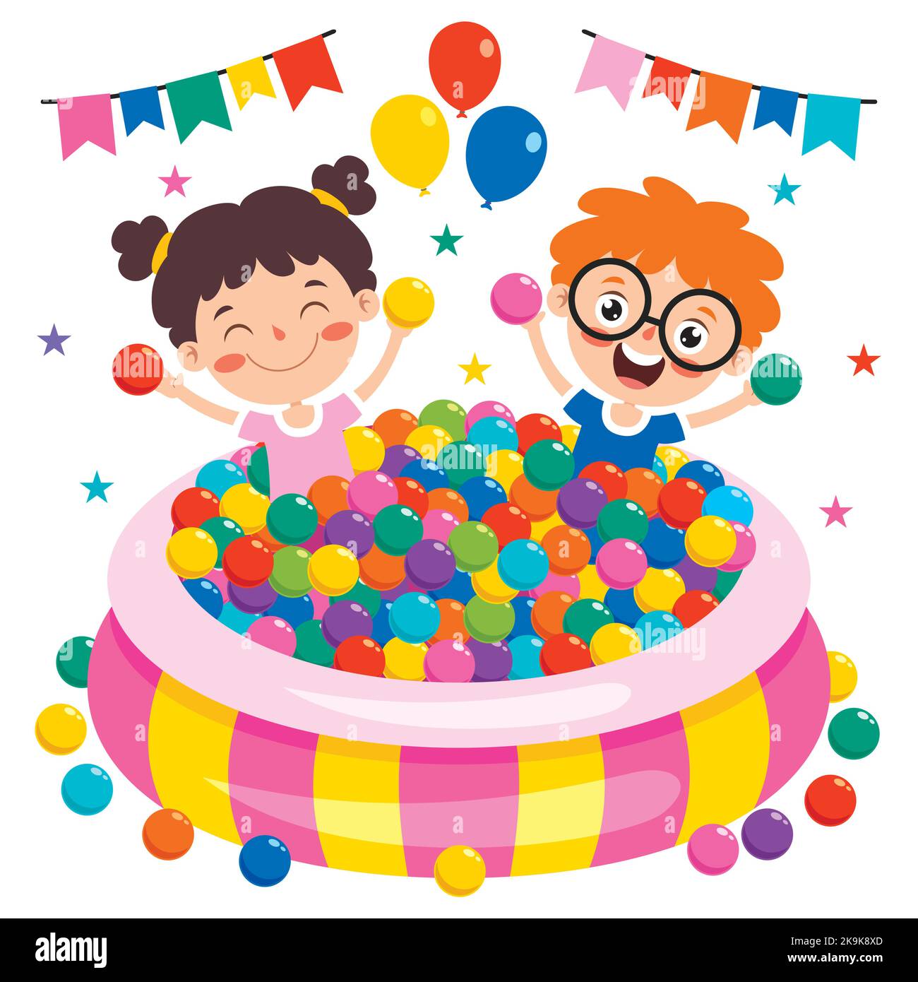 funny-kid-playing-with-colorful-balls-stock-vector-image-art-alamy