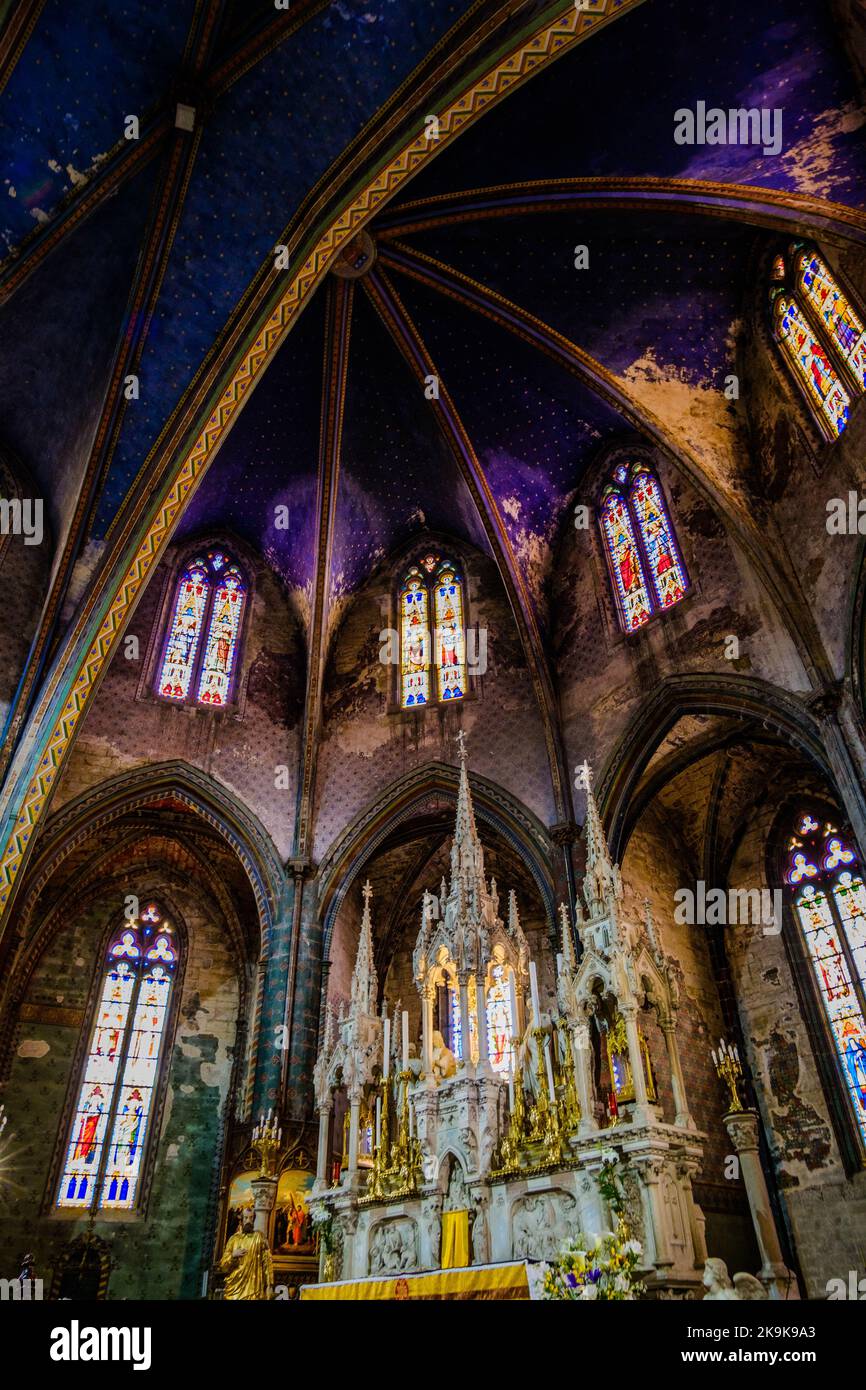 Inside the Saint Maurice gothic cathedral in the medieval village of