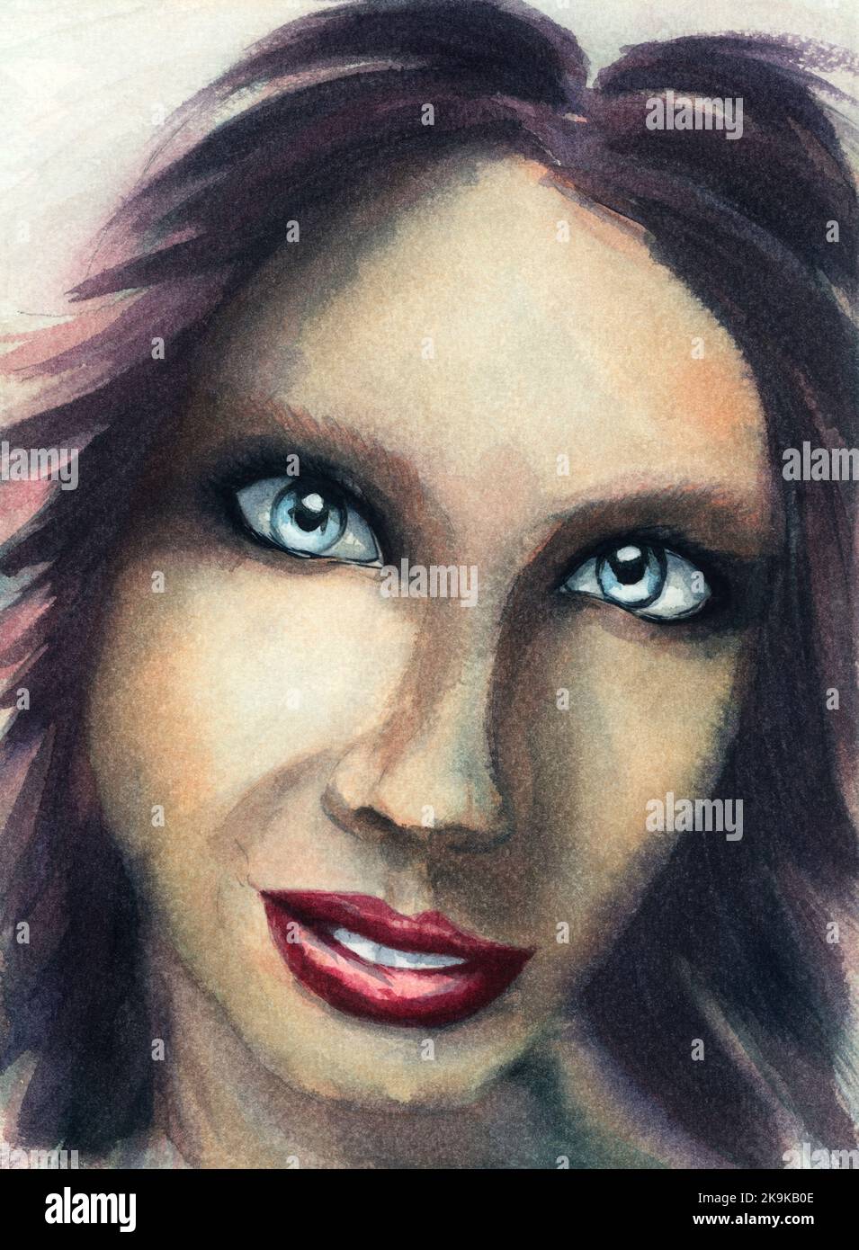 Woman portrait sketch. Watercolor on paper Stock Photo Alamy