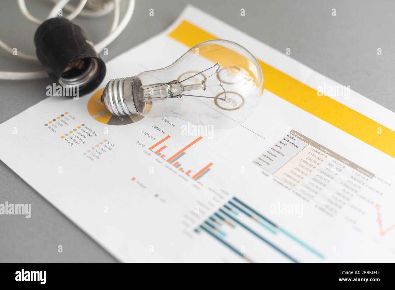 Energy rating chart with light bulbs. Energy efficiency concept. 