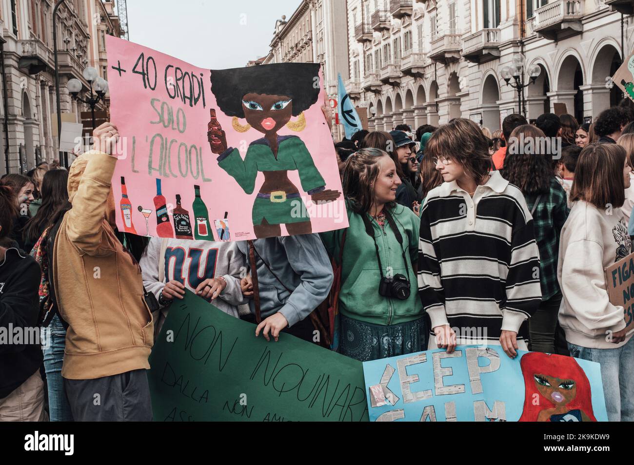 Cuneo, Italy. September 23, 2022. Strike and student demonstration for Friday for Future, for the climate and the environment Stock Photo