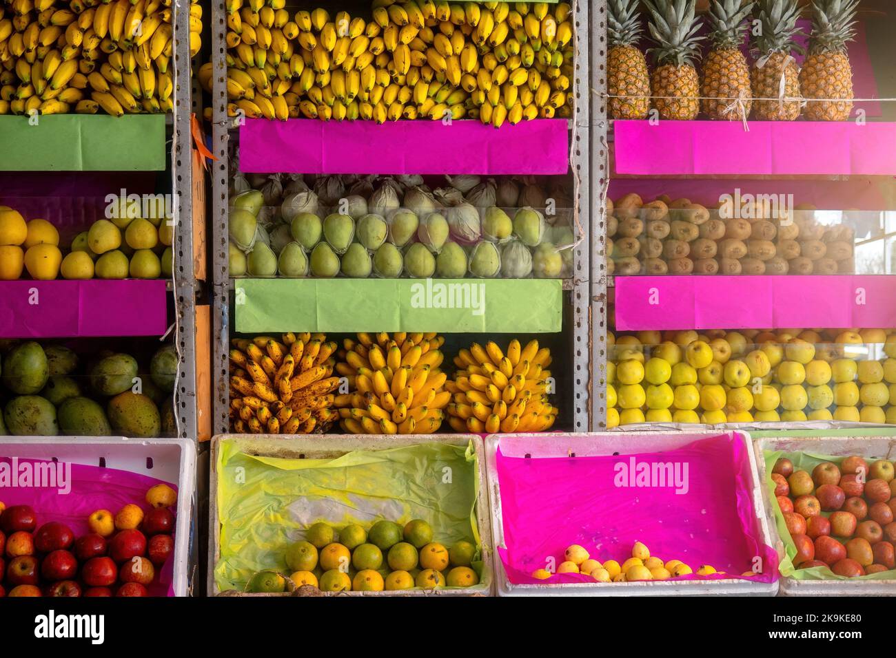 A Colorful fruit stand in local Mexican greengrocer Stock Photo Alamy