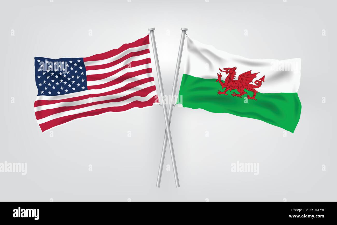 Country Flags Usa Vs Wales Realistic Vector Illustration Stock Vector Country Flags Usa Vs Wales Realistic Vector Illustration Stock Vector