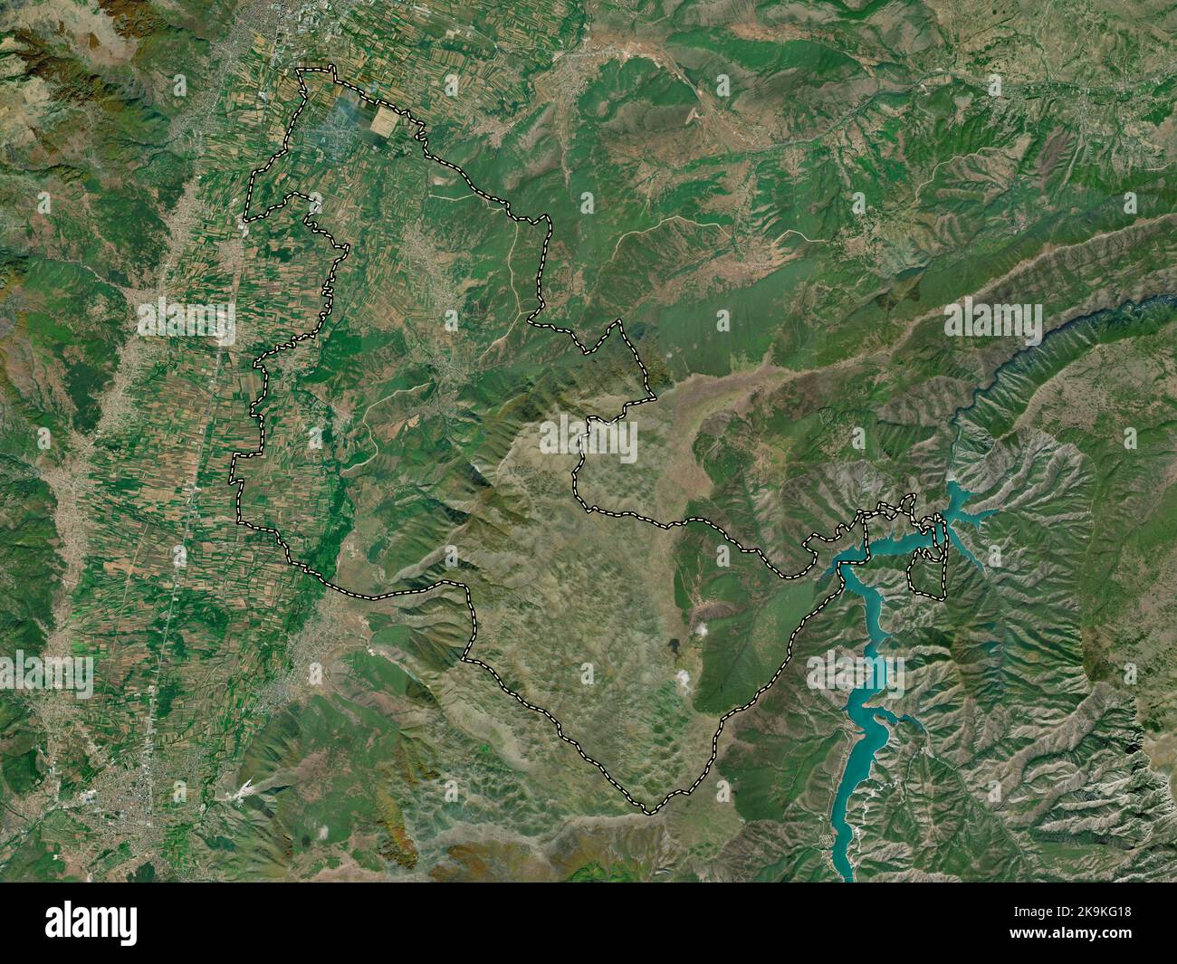 Brvenica, municipality of Macedonia. High resolution satellite map