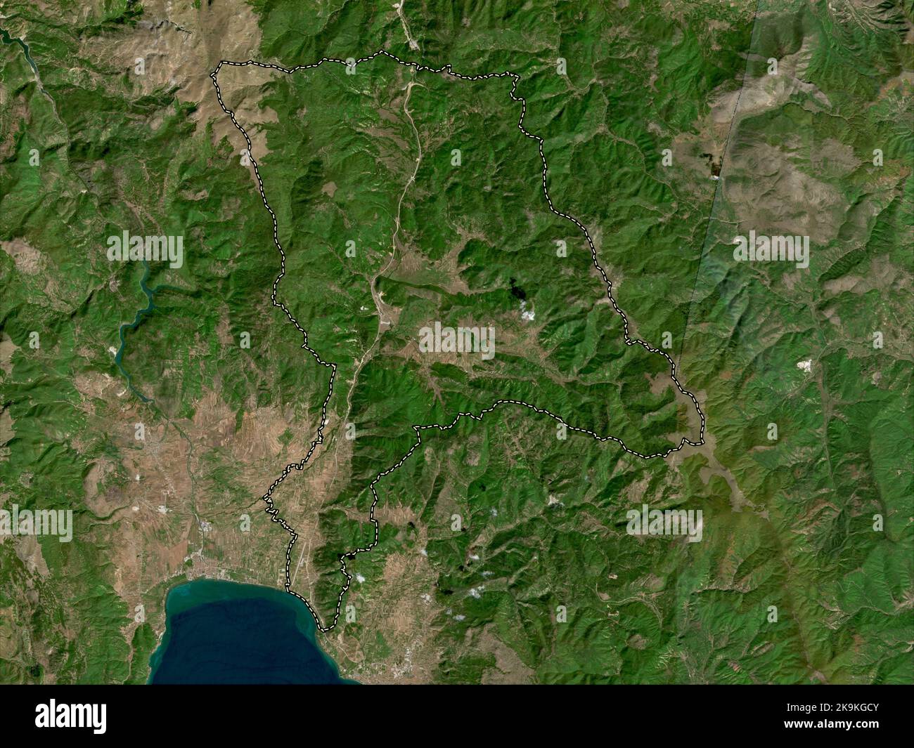 Debarca, municipality of Macedonia. High resolution satellite map Stock