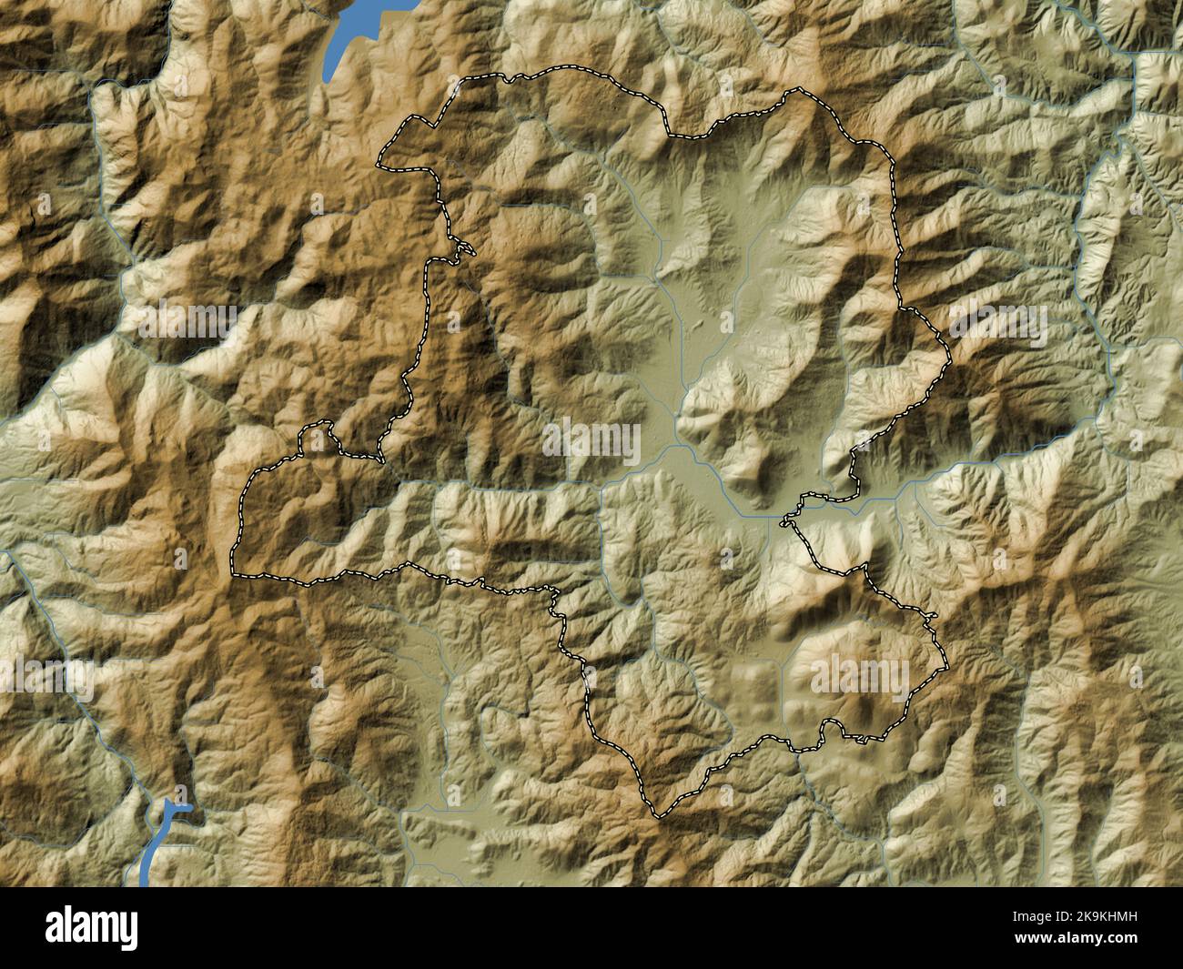 Kicevo, municipality of Macedonia. Colored elevation map with lakes and ...