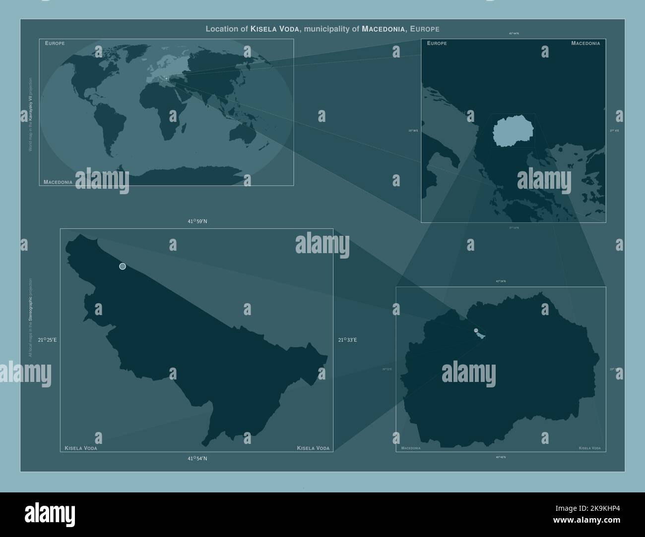 Kisela Voda, municipality of Macedonia. Diagram showing the location of