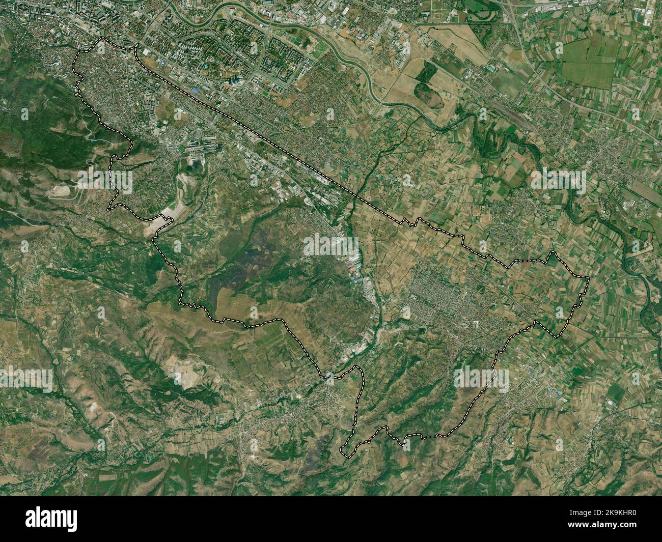 Kisela Voda, municipality of Macedonia. High resolution satellite map ...