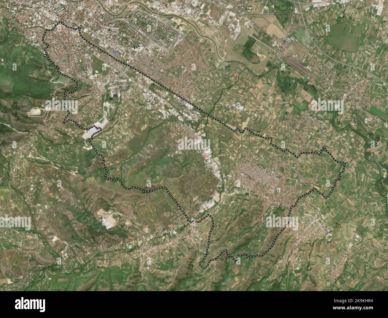 Kisela Voda, municipality of Macedonia. Low resolution satellite map ...
