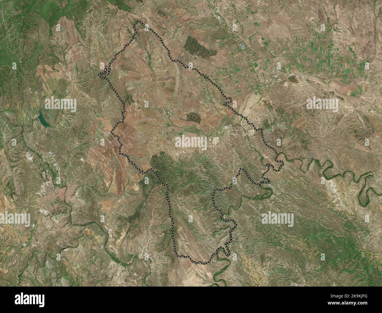 Lozovo, municipality of Macedonia. Low resolution satellite map Stock