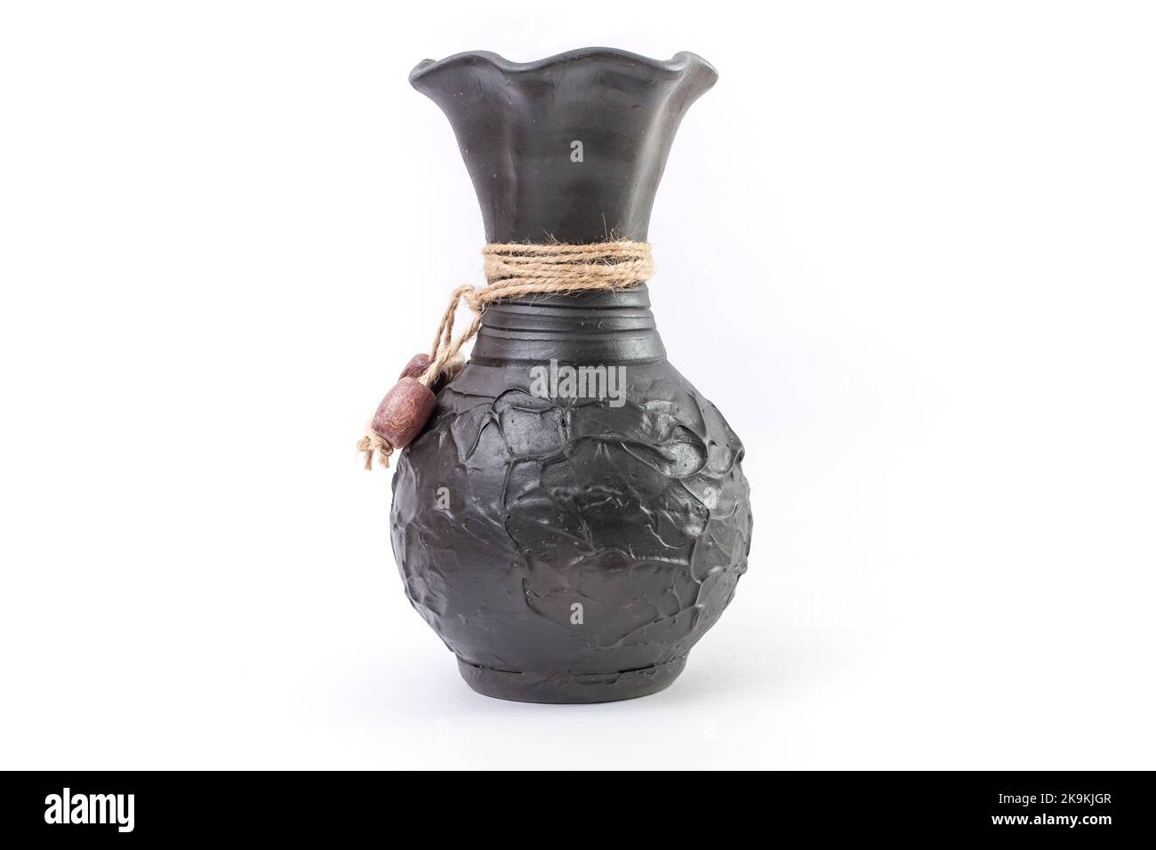 Romanian Black ceramic vase, isolated on white background Stock Photo