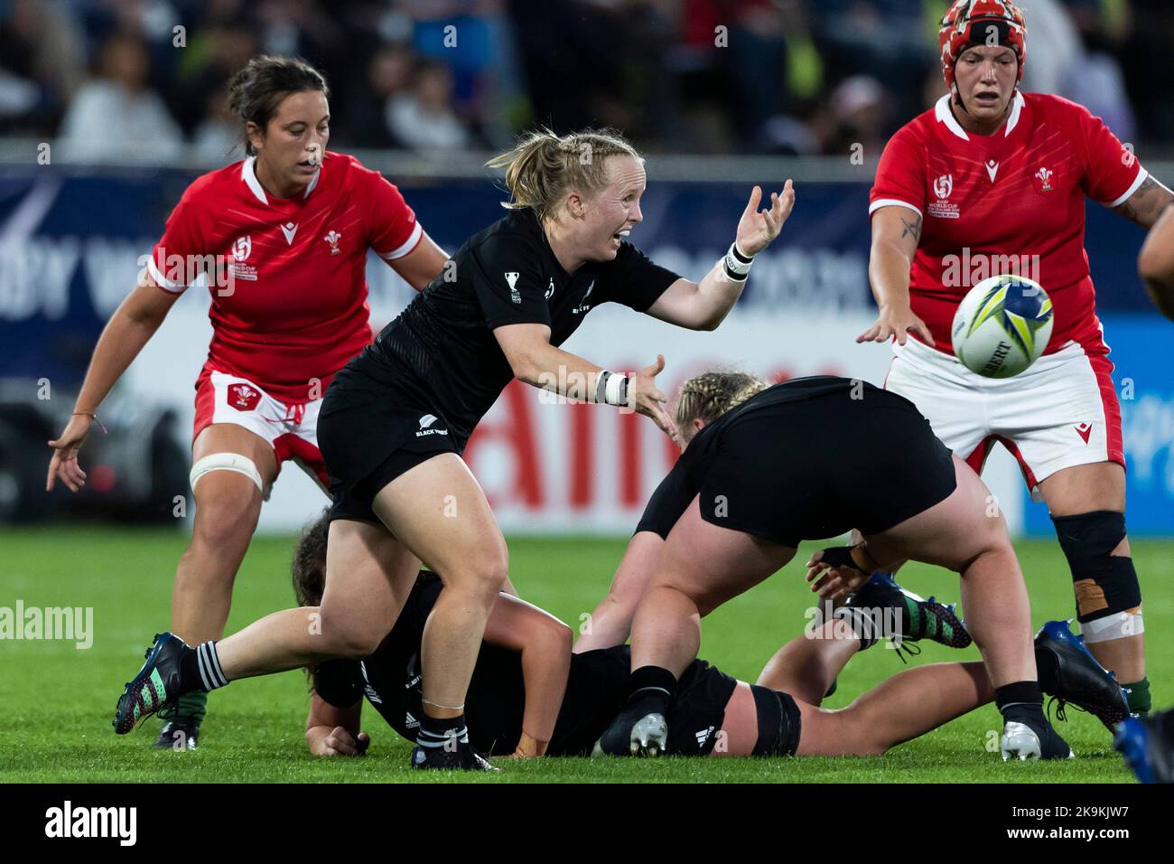 New Zealand's Kendra Cocksedge releases the ball during the Women's