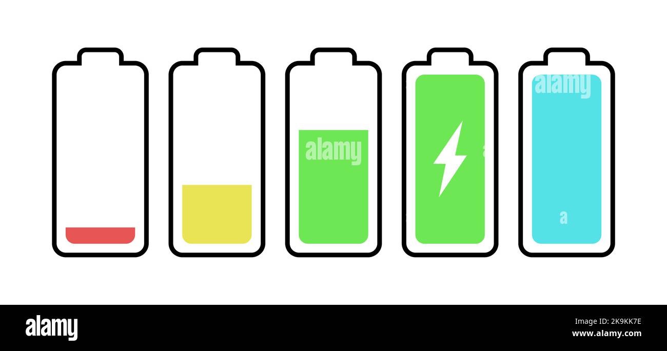 battery level indicators. Charging level batteries charge indicator Stock Vector Image & Art Alamy