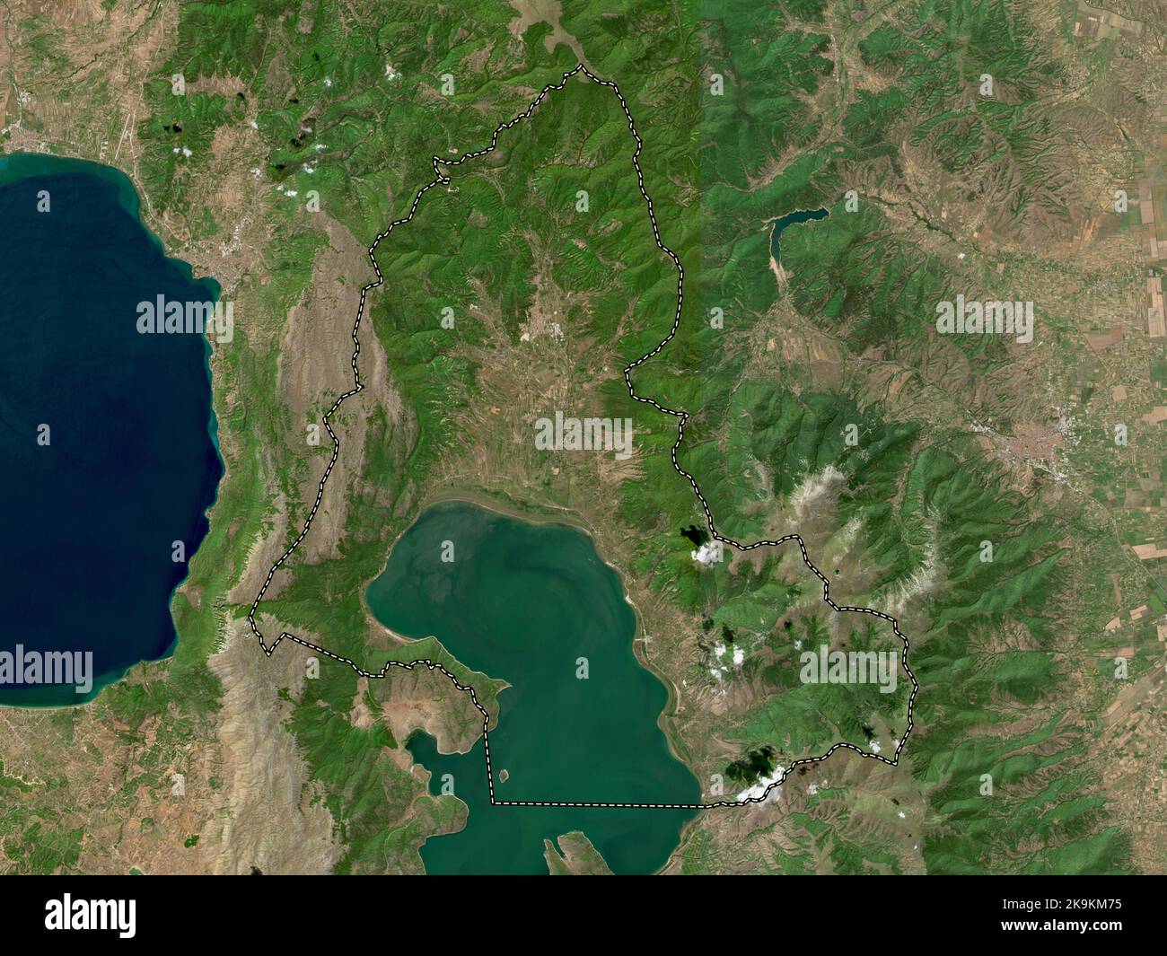 Resen, municipality of Macedonia. High resolution satellite map Stock