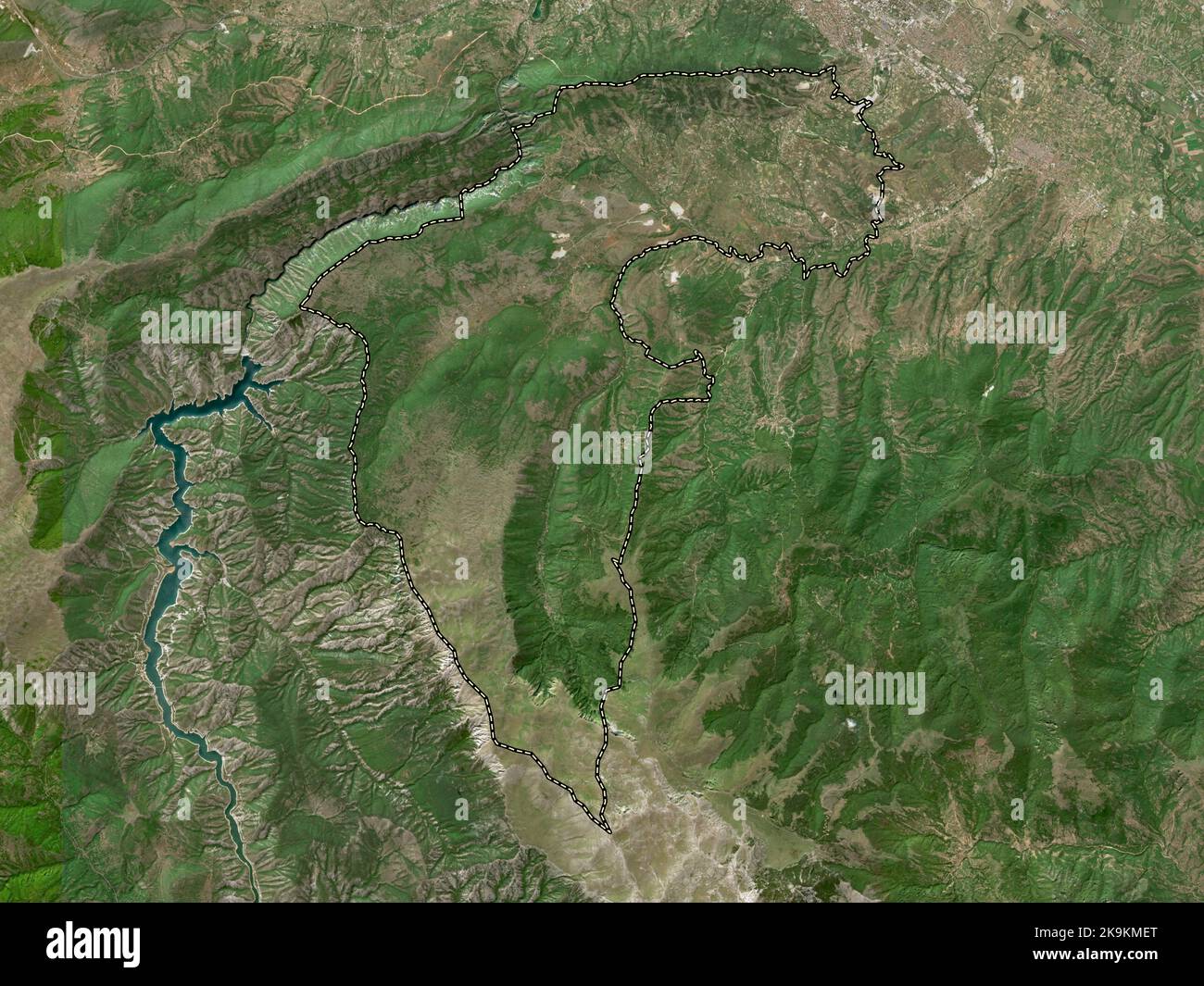 Sopiste, municipality of Macedonia. High resolution satellite map Stock