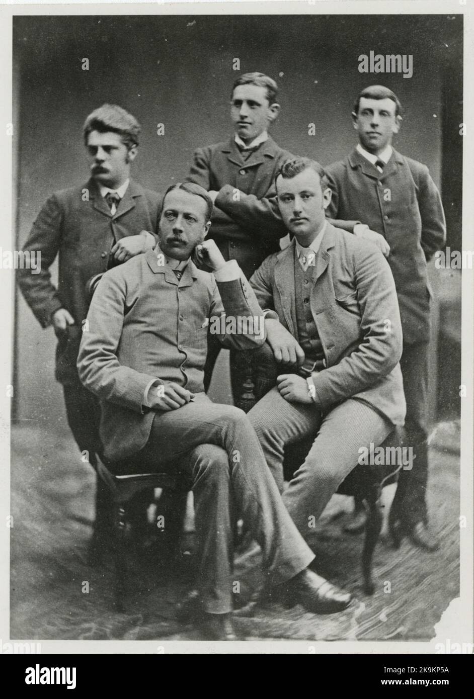 Group picture, engineer H. Wennerström with four English engineers. From left Wennerström. William. Broxup Stätt and Jones. Stock Photo