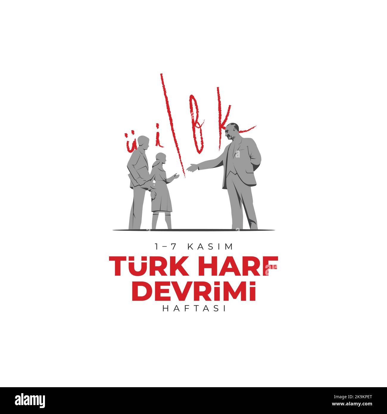 Türk Harf Devrimi Haftası Translation: Week of Turkish Letter Revolution Stock Vector