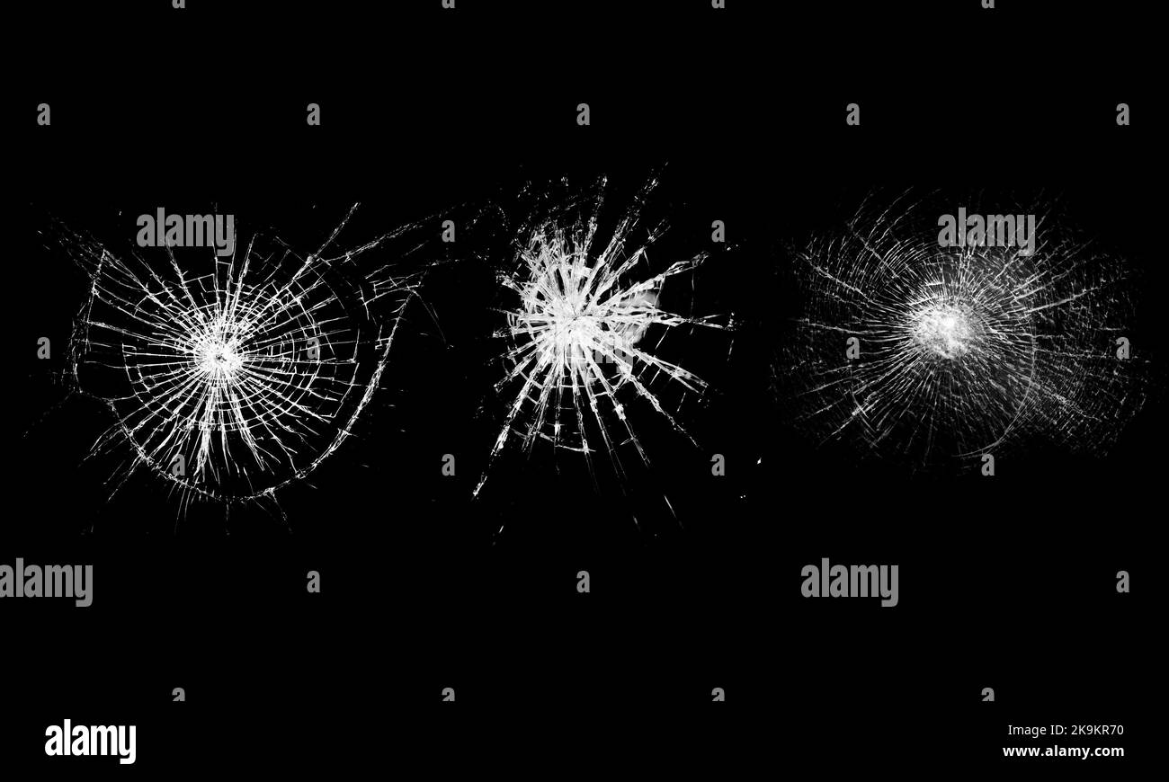 Broken glass window. Isolated realistic cracked glass effect Stock