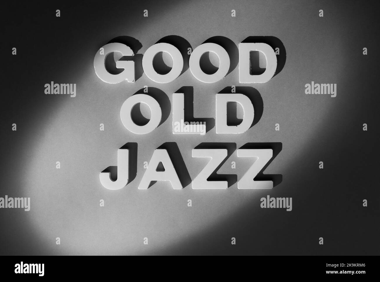 Good Old Jazz - Retro movie style inscription. Black and white photograph Stock Photo