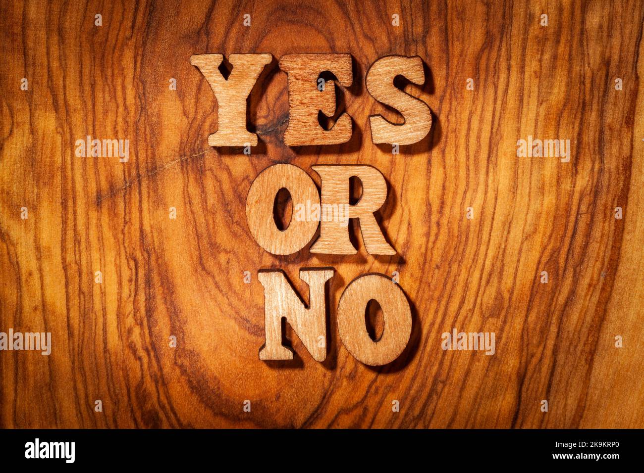 Yes or No Text on wood Stock Photo Alamy